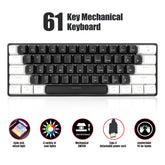 Colorful Mechanical Keyboard, 61 Key Gaming Mechanical Keyboard Comfortable Wired for Study (White Black)